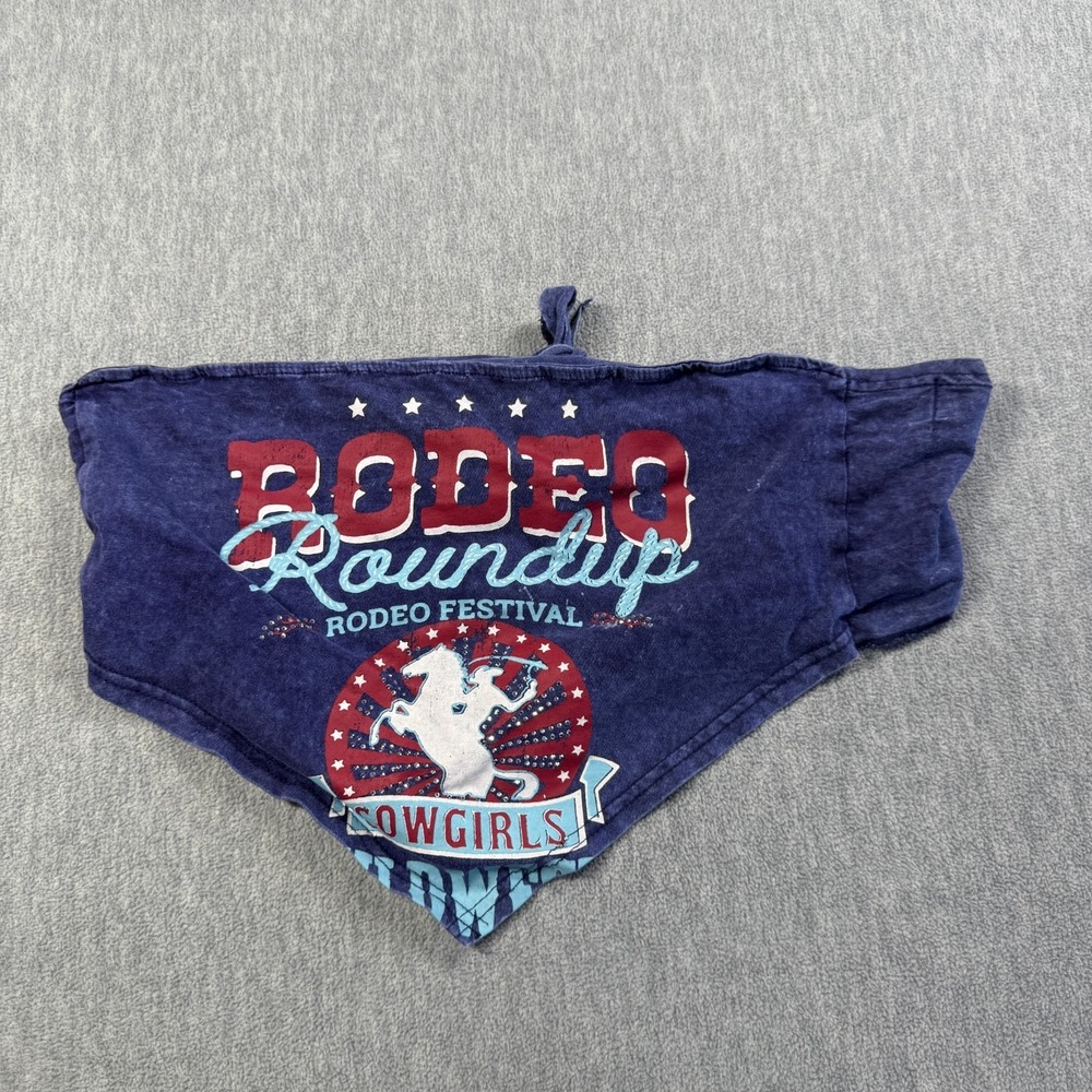 Retro Fox Bandana Women's S Blue Cotton Rodeo Roundup Cowgirls Festival Tie Head